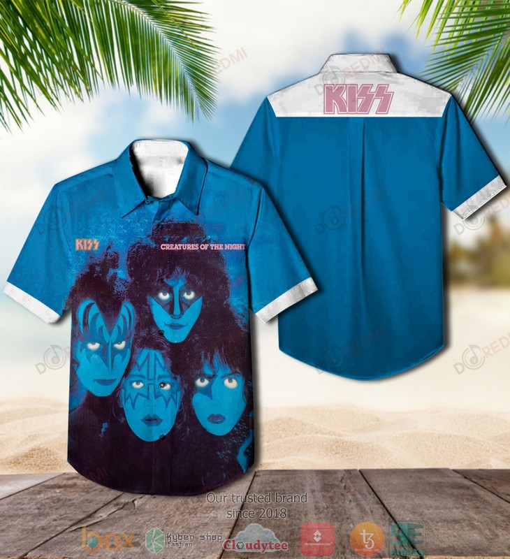 Kiss Band Creatures of the Night Blue Short Sleeve Hawaiian Shirt 2 Kiss Band Creatures of the Night Blue Short Sleeve Hawaiian Shirt word3