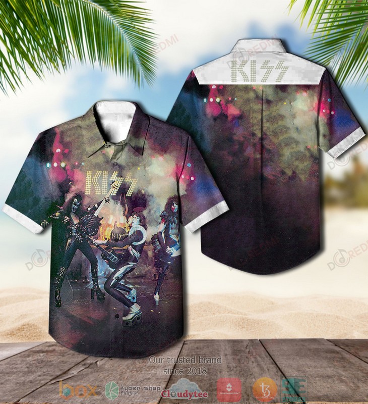 Kiss Band live concert Short Sleeve Hawaiian Shirt word3