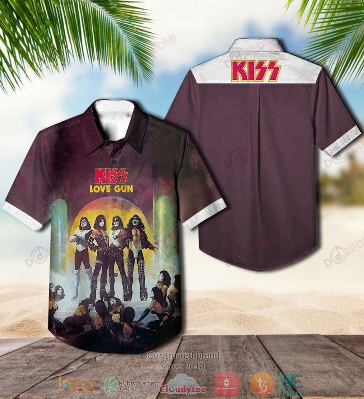 Kiss Love Gun Short Sleeve Hawaiian Shirt word3