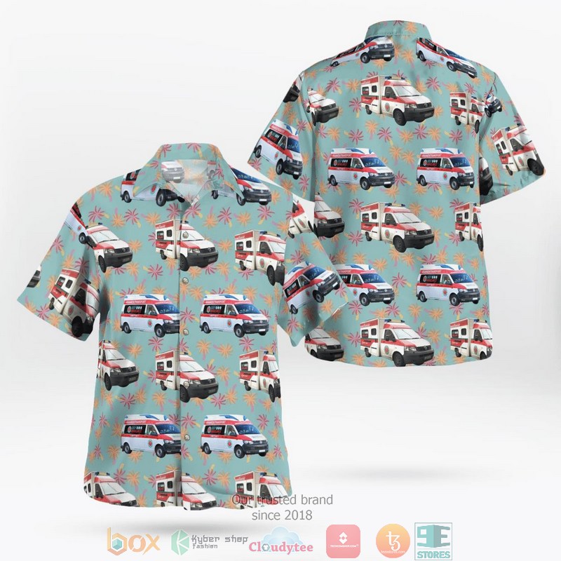 NEW Krankentransport Easy Ambulance Berlin Germany Fleet Aloha Shirt word2
