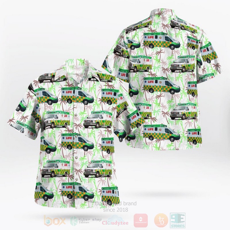 BEST LIFE EMS Ambulance, Grand Rapids, Michigan Fleet 3D Aloha Shirt word2
