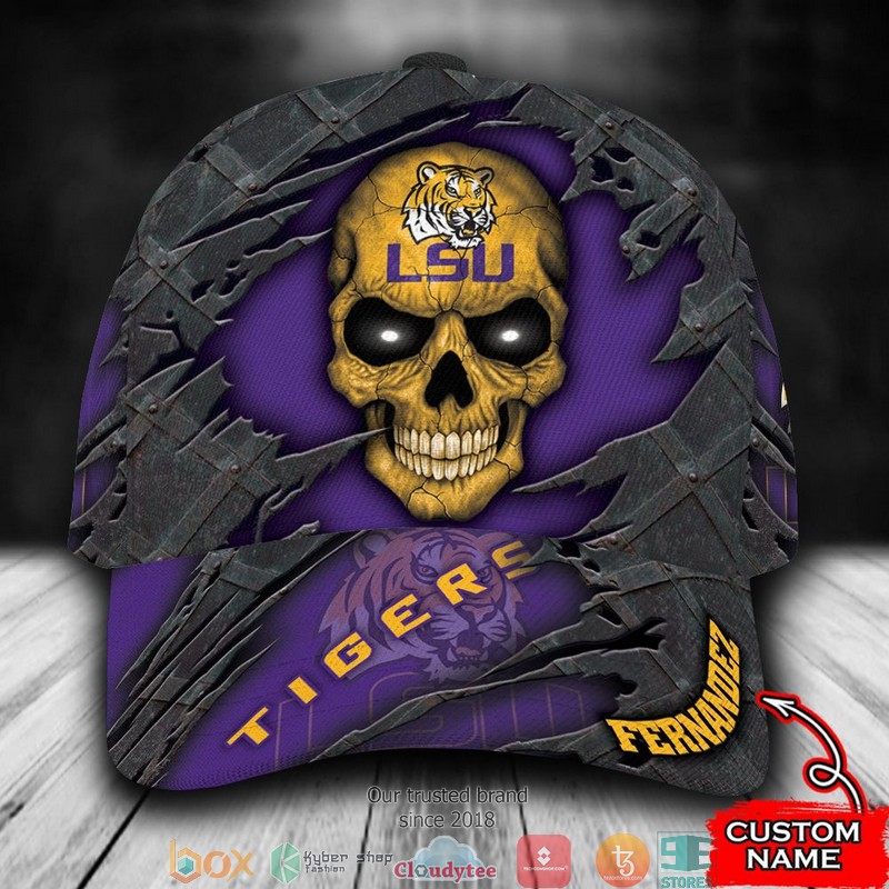 LSU Tigers Skull NCAA1 Custom Name Cap word2