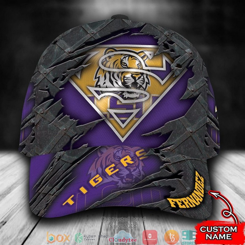 LSU Tigers Superman NCAA1 Custom Name Cap word2