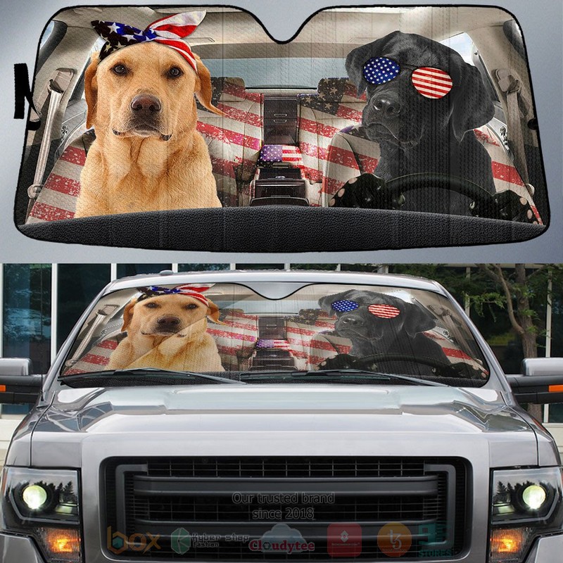 BEST Labrador Retriever American Flag Independence Day Car Windshield Sunshade