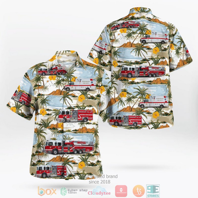 Lake Ronkonkoma New York Ronkonkoma Fire Department Hawaiian Shirt word1