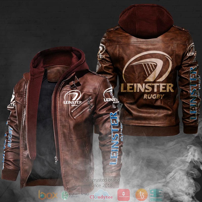NEW Leinster Rugby PU Leather Jacket word3
