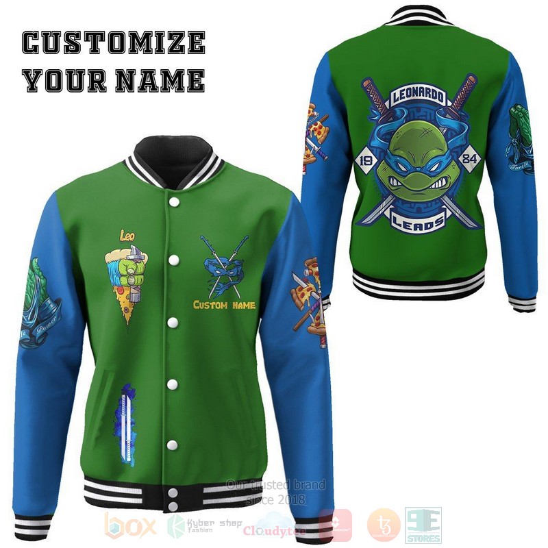 BEST Leonardo TMNT Leo Cosplay Custom Unisex Baseball Jacket word2