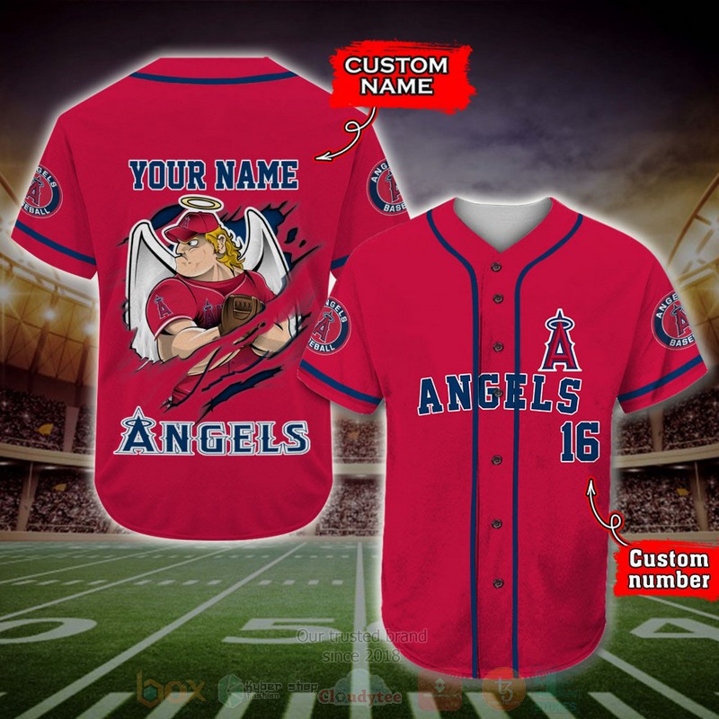 BEST Los Angeles Angels Custom AOP Baseball Jersey word3