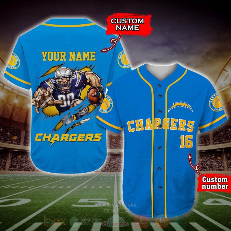BEST Los Angeles Chargers Custom AOP Baseball Jersey 7 BEST Los Angeles Chargers Custom AOP Baseball Jersey word3