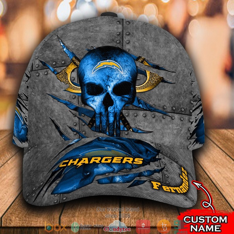 Los Angeles Chargers Skull NFL Custom Name Cap word1