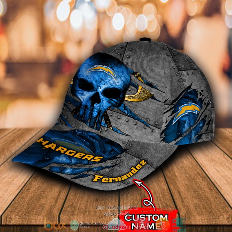 Los Angeles Chargers Skull NFL Custom Name Cap 3 Los Angeles Chargers Skull NFL Custom Name Cap word1