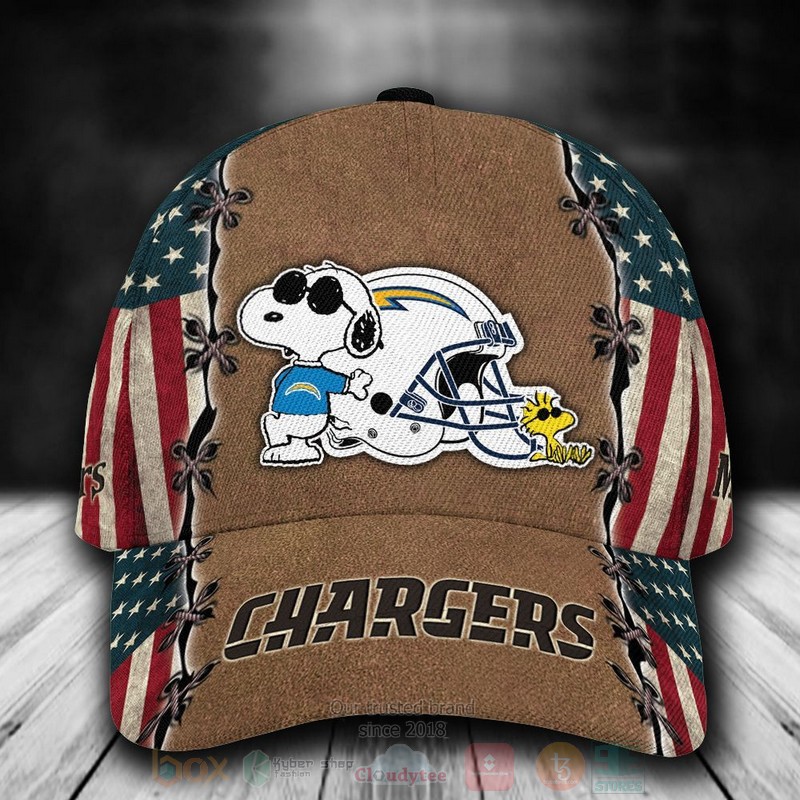 BEST Los Angeles Chargers Snoopy NFL Team Custom Name 3D Cap word1