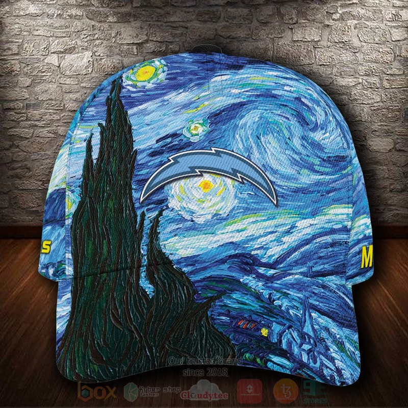 BEST Los Angeles Chargers Van Gogh NFL Team Custom Name 3D Cap word1