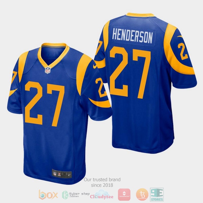 NEW Los Angeles Rams 27 Darrell Henderson 2019 Draft Royal Football Jersey word2