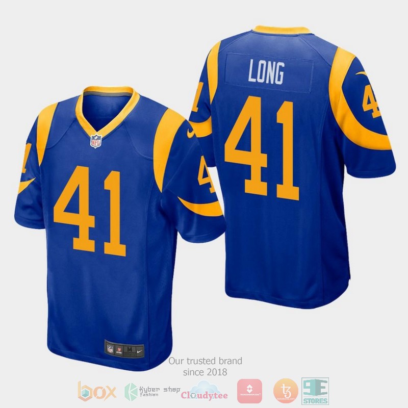 NEW Los Angeles Rams 41 David Long 2019 Draft Royal Football Jersey word3