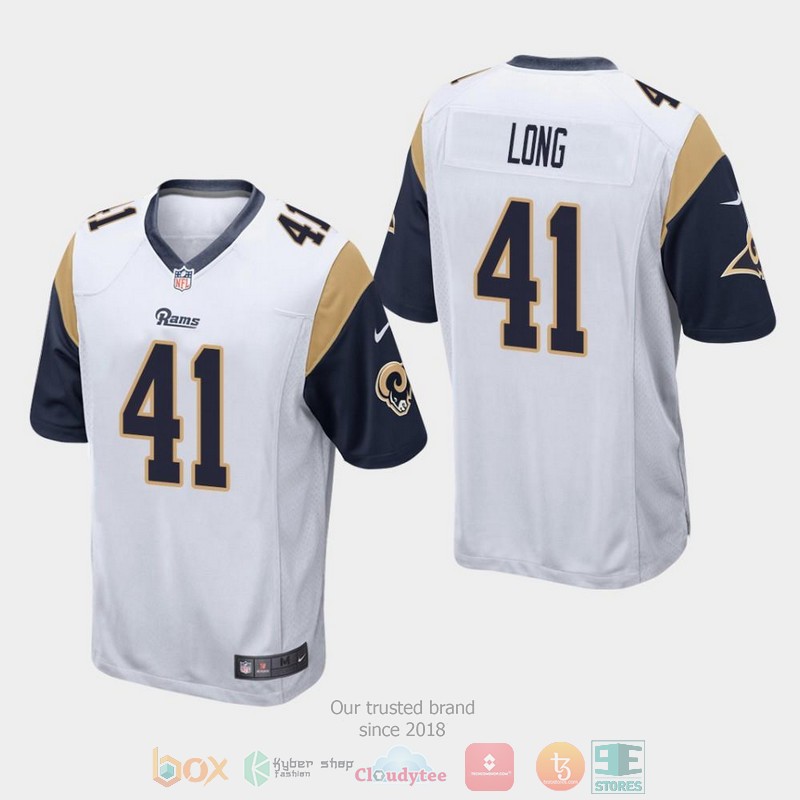 NEW Los Angeles Rams 41 David Long 2019 Draft White Football Jersey word3