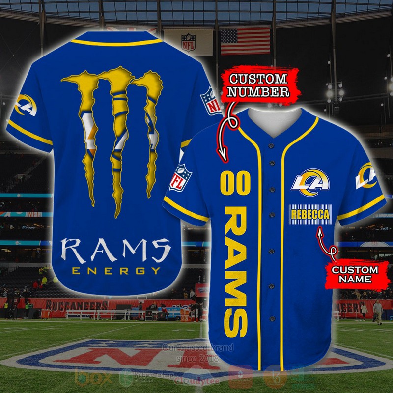 BEST Los Angeles Rams, Monster Energy Custom AOP Baseball Jersey word2