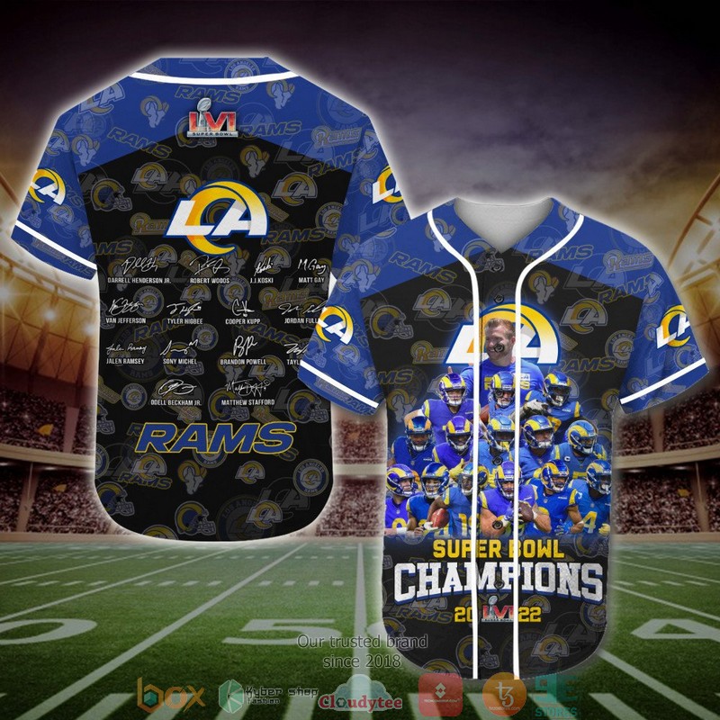 Los Angeles Rams NFL 22 Super bowl champion Baseball Jersey Shirt word1
