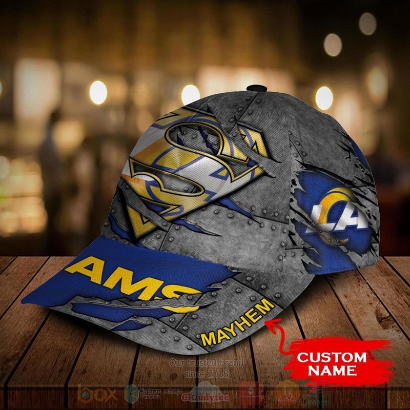 BEST Los Angeles Rams NFL Team Superman Custom Name 3D Cap