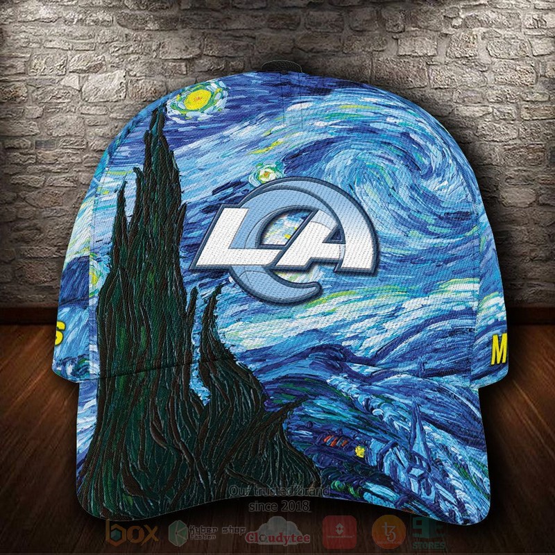 BEST Los Angeles Rams Van Gogh NFL Team Custom Name 3D Cap word2
