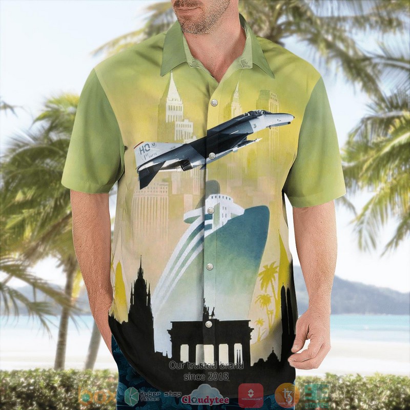 NEW Luftwaffe German Air Force McDonnell Douglas F-4E Phantom II Of The 1st German Air Force Training Squadron Aloha Shirt word2