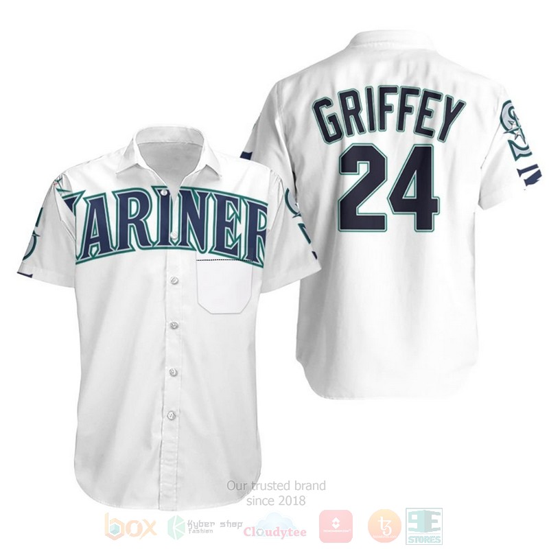 BEST MLB Seattle Mariners Ken Griffey Jr 24 2020 White 3D Aloha Shirt 1 BEST MLB Seattle Mariners Ken Griffey Jr 24 2020 White 3D Aloha Shirt word3