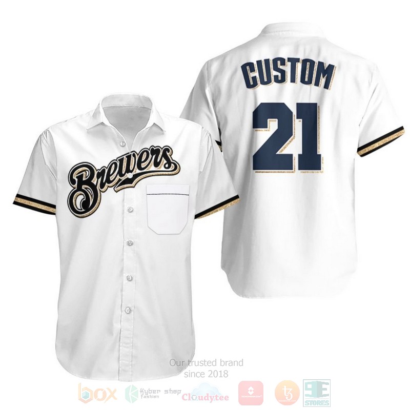 BEST MLB Travis Shaw Milwaukee Brewers White 3D Aloha Shirt word1