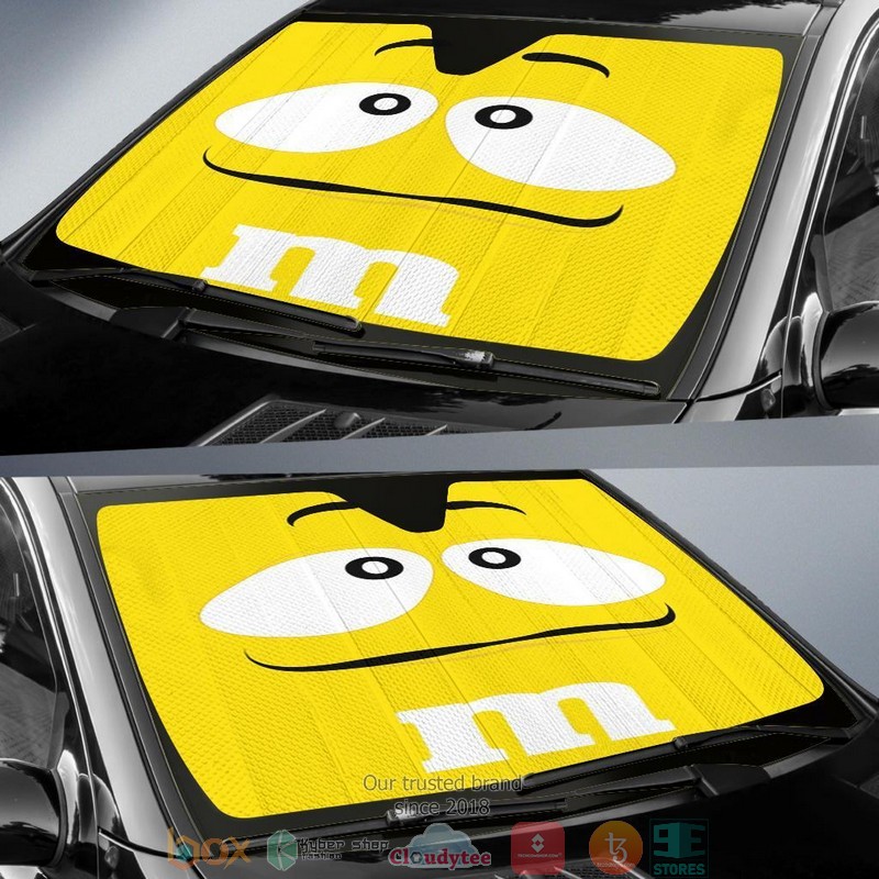 M&M Chocolate Yellow Car Sunshades 4 M&M Chocolate Yellow Car Sunshades word2