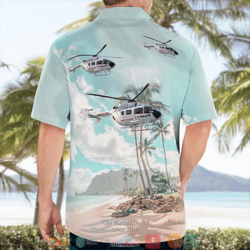 Madison Wisconsin UW Health Med Flight Eurocopter EC145 Aloha Shirt word1