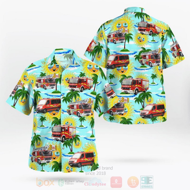 BEST Mainz, Rhineland-Palatinate, Germany, Mainz Fire Department-Feuerwehr Mainz 3D Aloha Shirt word2