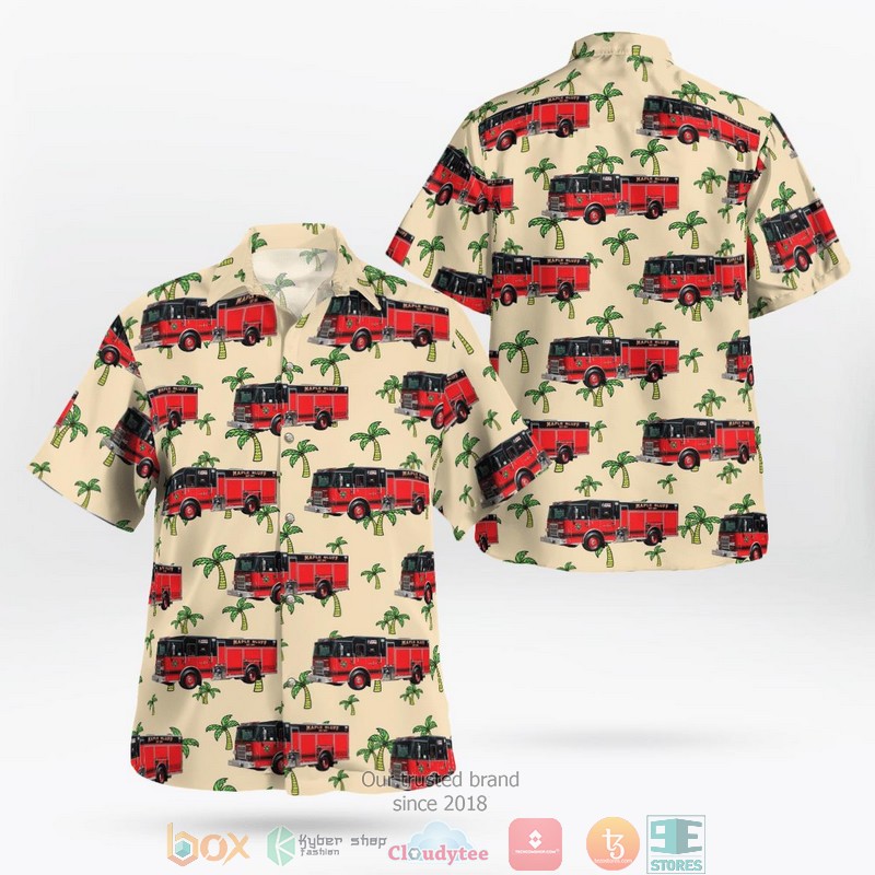 Maple Bluff Fire Rescue Department Wisconsin Fire Engine Hawaiian Shirt