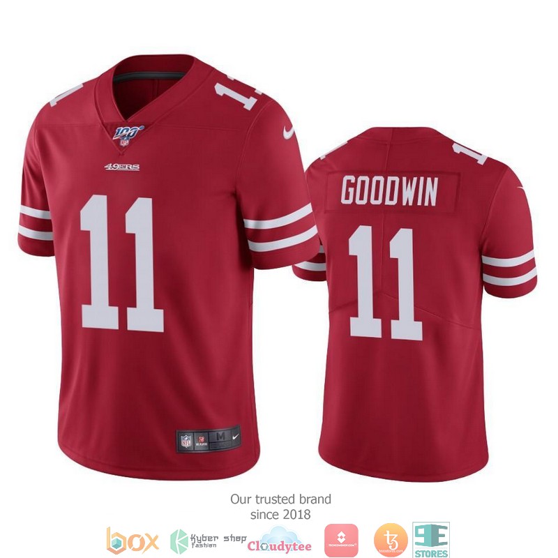 Marquise Goodwin San Francisco 49ers 100th Season Football Jersey Red 3 Marquise Goodwin San Francisco 49ers 100th Season Football Jersey Red word3