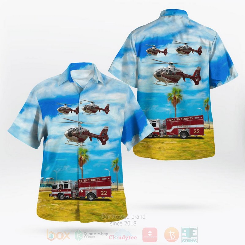 BEST Martin County Fire Rescue Eurocopter EC 135P2 & Fire Truck, Stuart, Florida 3D Aloha Shirt word1
