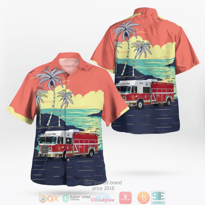 Maryland Baltimore County Fire Department HazMat Unit 114 Aloha Shirt word2