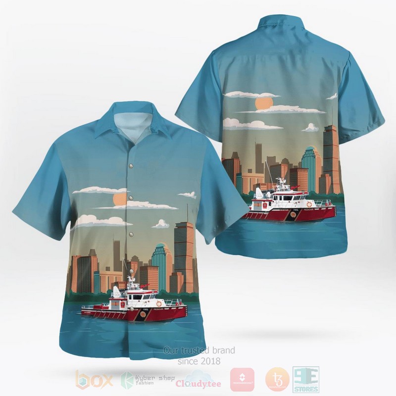 BEST Massachusetts, Boston Fire Department Marine 1 John S. Damrell Fireboat 3D Aloha Shirt word1