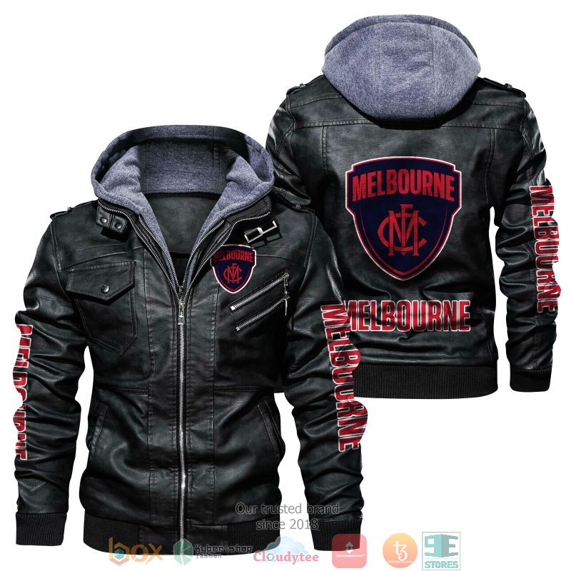NEW Melbourne Football Club PU Leather Jacket 2 NEW Melbourne Football Club PU Leather Jacket word1
