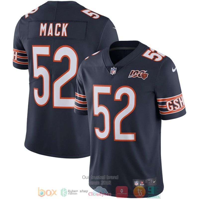 NEW Men's Chicago Bears Khalil Mack Navy NFL 100th Season Football Jersey 3 NEW Men's Chicago Bears Khalil Mack Navy NFL 100th Season Football Jersey word1