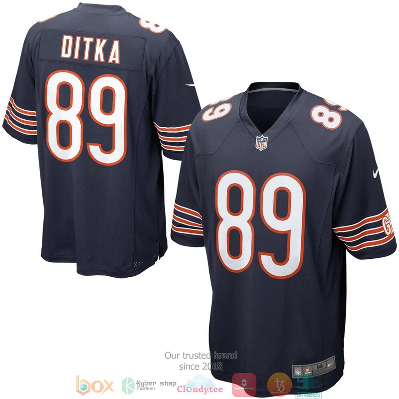 Mens Chicago Bears Mike Ditka Navy Retired Football Jersey word3