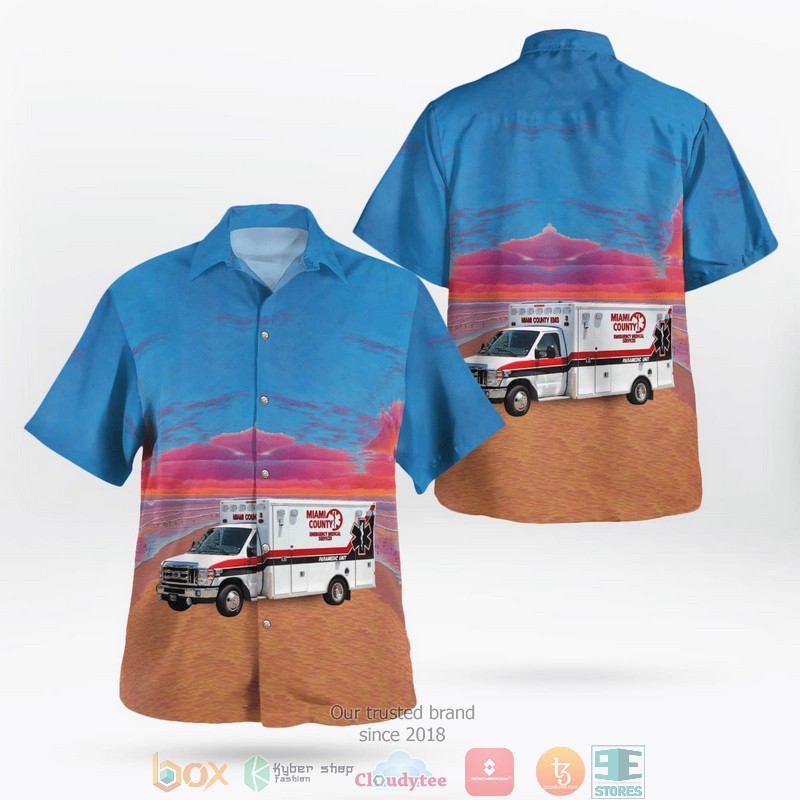 Miami County EMS Paola Kansas Ambulance Hawaiian Shirt word1