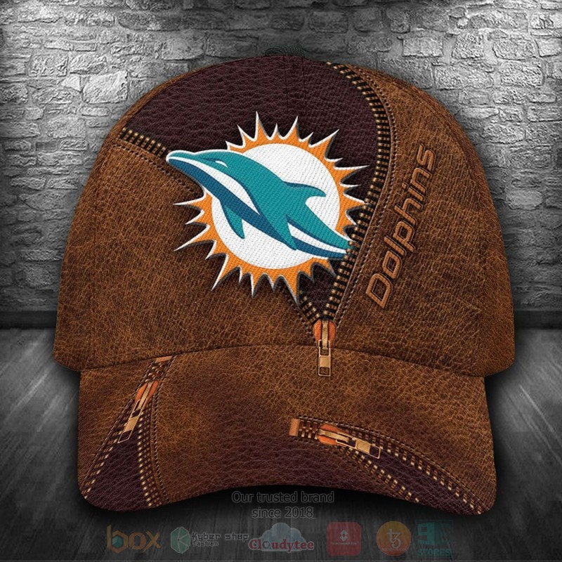 BEST Miami Dolphins NFL Team Custom Name Brown 3D Cap