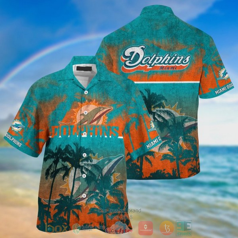 NEW Miami Dolphins palm tree Hawaii Shirt word3