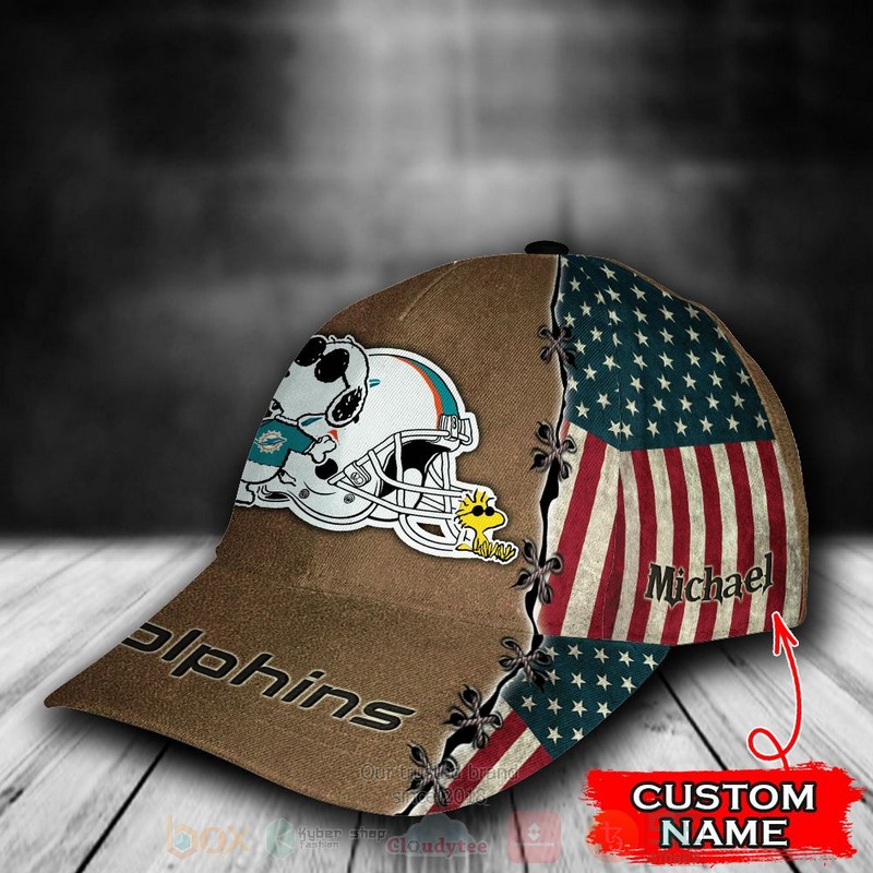 BEST Miami Dolphins Snoopy NFL Team Custom Name 3D Cap 2 BEST Miami Dolphins Snoopy NFL Team Custom Name 3D Cap word3