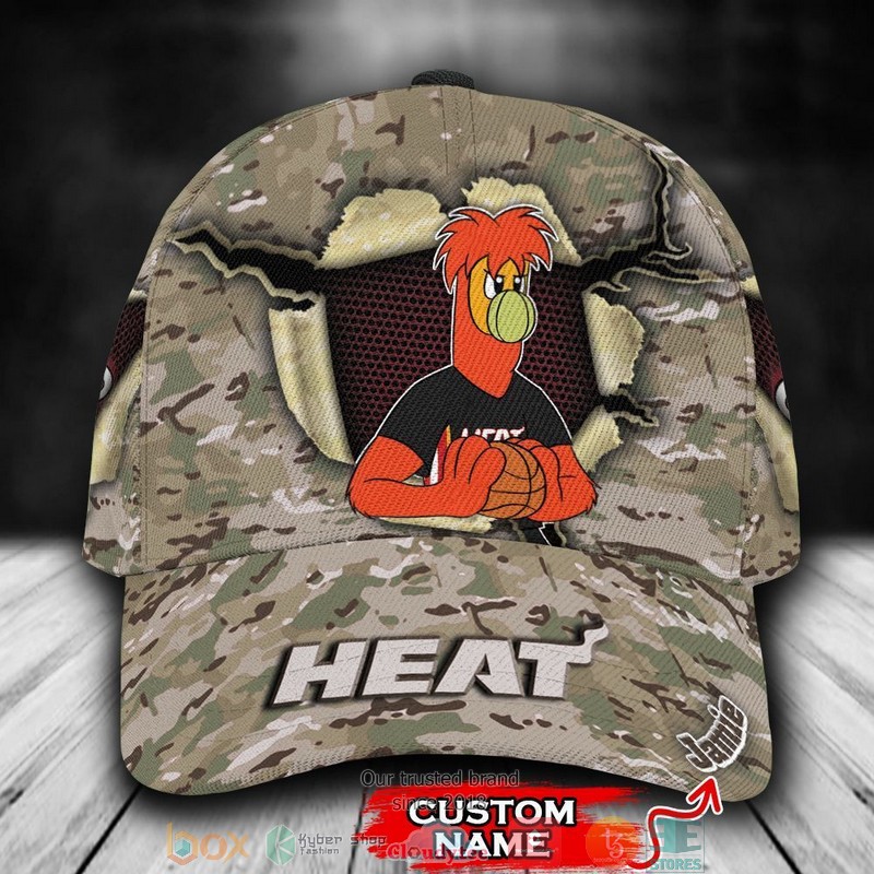 Miami Heat Camo Mascot NBA Custom Name Cap