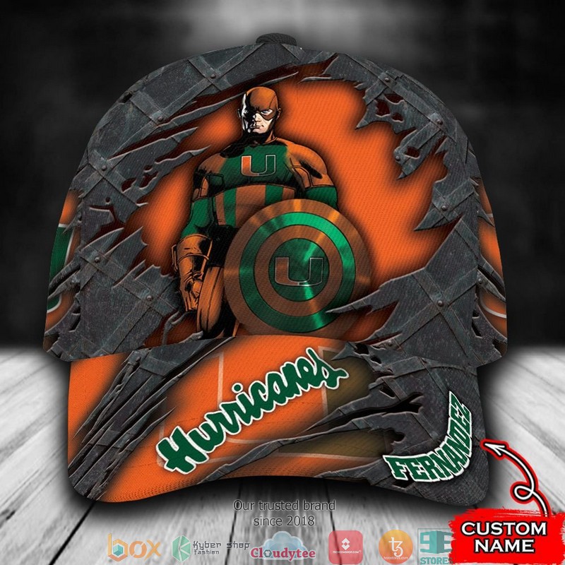 Miami Hurricanes Captain America NCAA1 Custom Name Cap word1