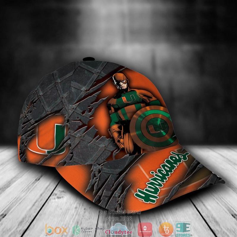Miami Hurricanes Captain America NCAA1 Custom Name Cap 2 Miami Hurricanes Captain America NCAA1 Custom Name Cap word1