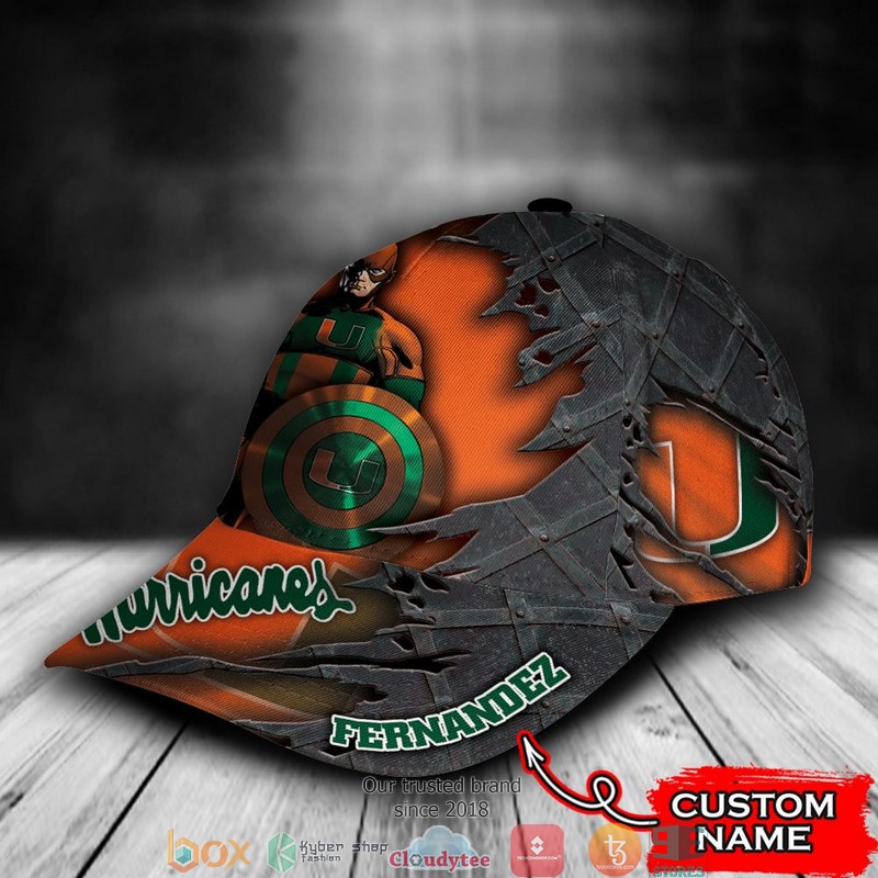 Miami Hurricanes Captain America NCAA1 Custom Name Cap 3 Miami Hurricanes Captain America NCAA1 Custom Name Cap word1