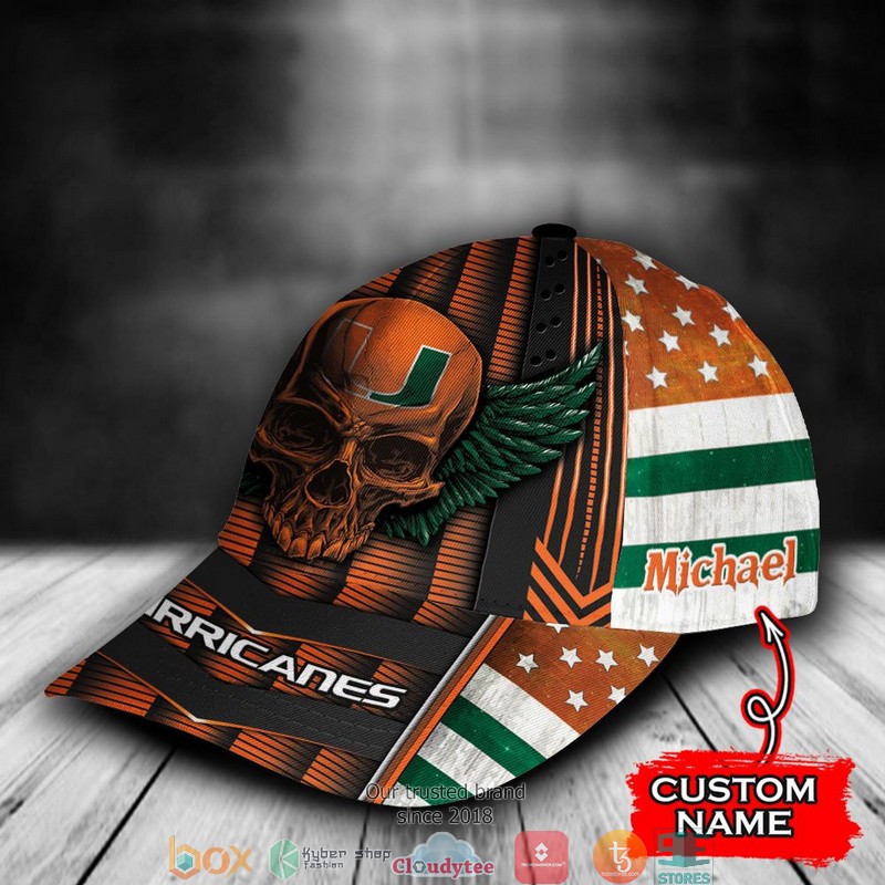 Miami Hurricanes Luxury Skull NCAA1 Custom Name Cap 3 Miami Hurricanes Luxury Skull NCAA1 Custom Name Cap word3