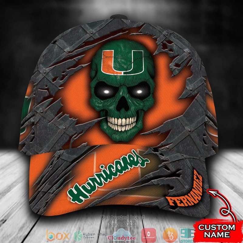 Miami Hurricanes Skull NCAA1 Custom Name Cap word3