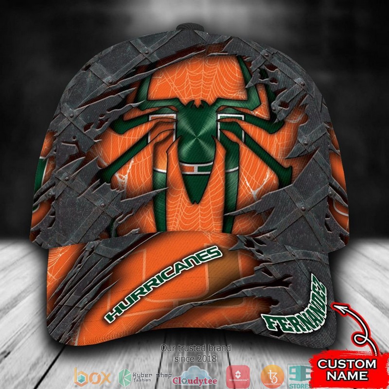 Miami Hurricanes Spiderman NCAA1 Custom Name Cap word3