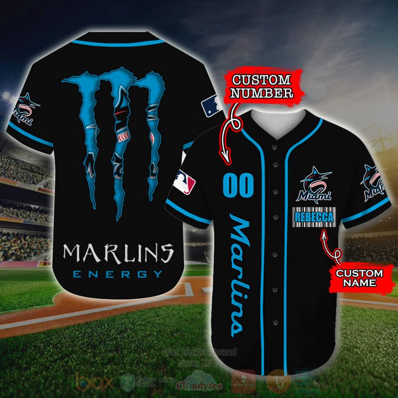 BEST Miami Marlins, Monster Energy Custom AOP Baseball Jersey